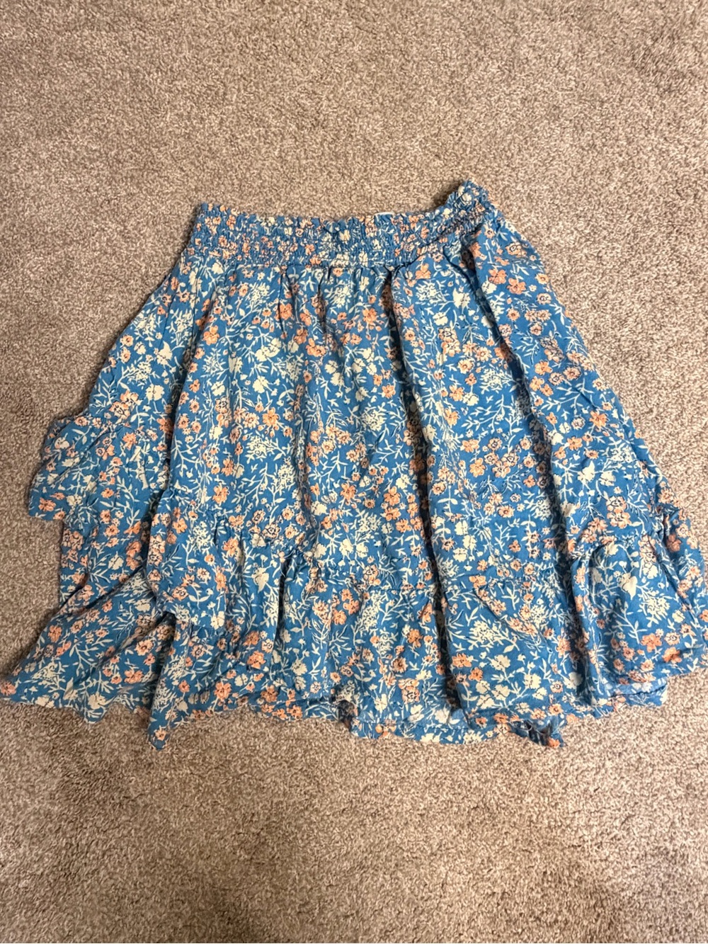 Rare Editions Blue Floral Ruffled Circle Skirt